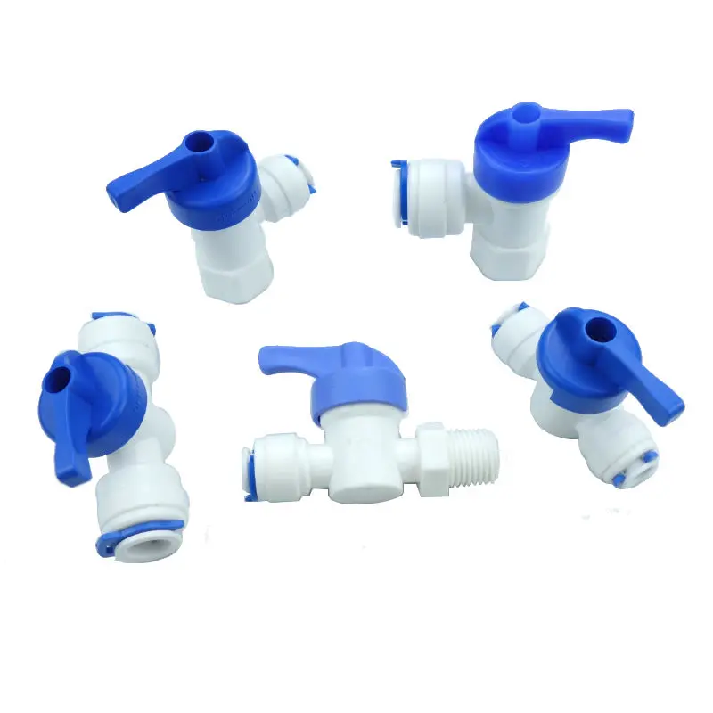 

1/4" 3/8"OD Angle or Straight Plastic Ball Valve For Water Purifier Reveser Osmosis Aquarium System All Size