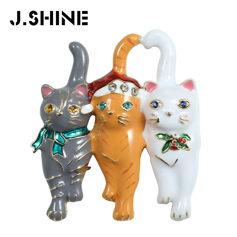 

JShine Cute Enamel Brooch Cat Decoration Brooches for Women Vintage Three Cats Suit Scarf Clothes Brooches Imitation Jewelry
