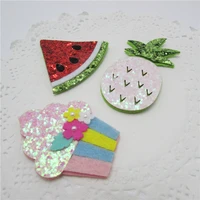 10pcs ice cream fruit series padded patches appliques for clothes sewing supplies diy hair bow decoration