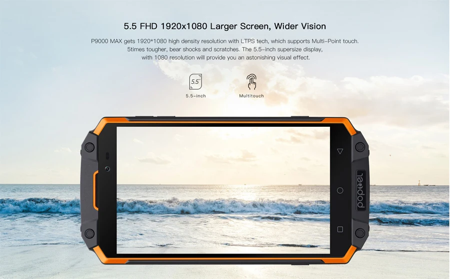 POPTEL P9000 Max IP68 водонепроницаемый ударопрочный мобильный телефон 5," FHD 4 Гб ОЗУ 64 Гб ПЗУ MT6750V Восьмиядерный 13 МП NFC OTG отпечаток пальца