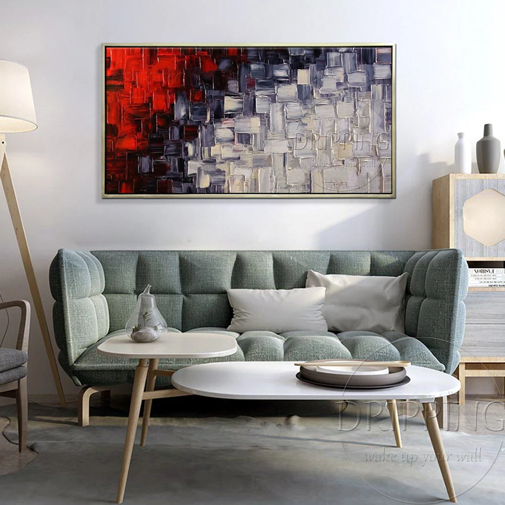 Высокое Качество ручная роспись абстрактная картина маслом черные и красные