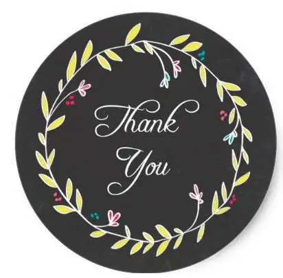 

1.5inch Colorful Wreath Chalkboard Thank You Stickers