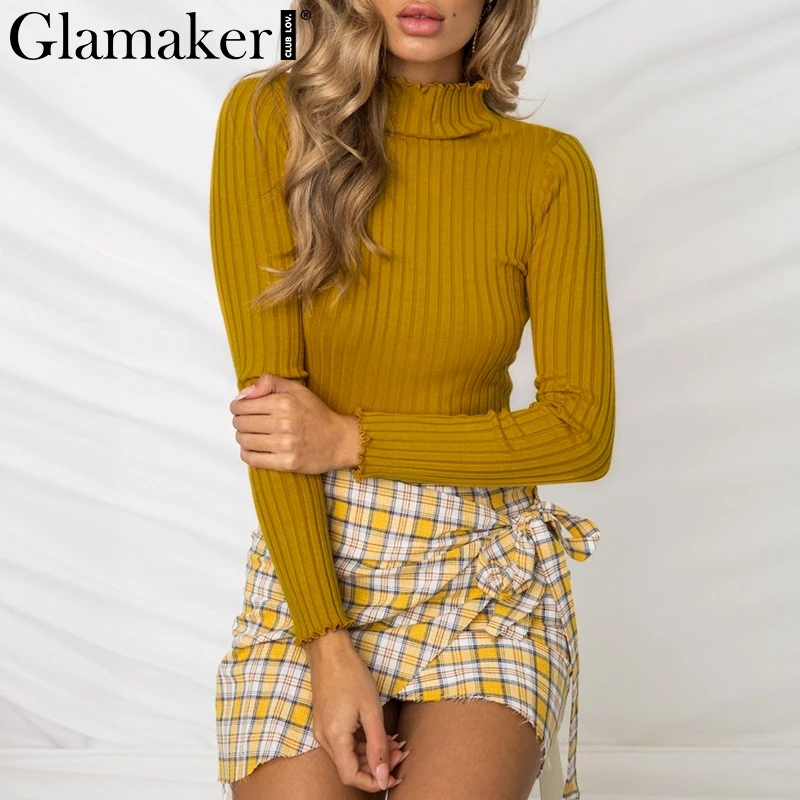 Женская футболка с длинным рукавом Glamaker черная трикотажная водолазка