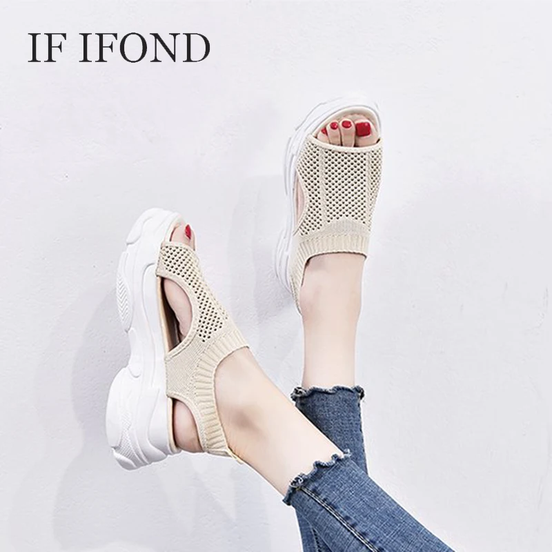 IF IFOND2019 новые летние женские сандалии на платформе с открытым носком дышащие