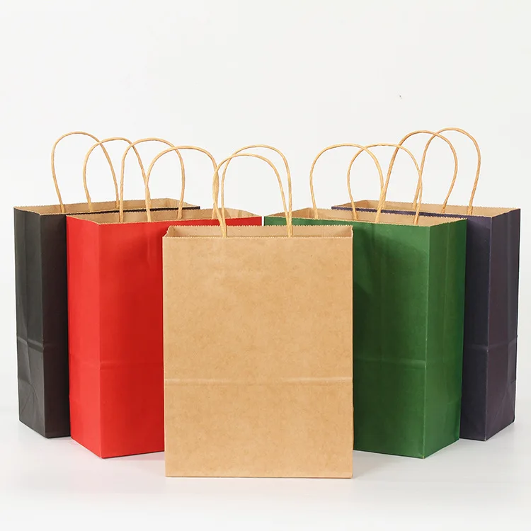 

10pcs Small Gift Bag with Handles Multicolor Recyclable Kraft Paper Gift Handbag Bakery Birthday Party Wedding Package Bags
