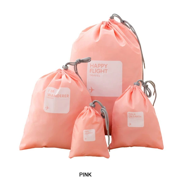 Pink 4 шт./лот, водонепроницаемая дорожная сумка для хранения, косметическое нижнее белье, органайзер, спортивный шнурок, пояс для верховой езды, для обуви, для стирки, косметичка - Цвет: Pink