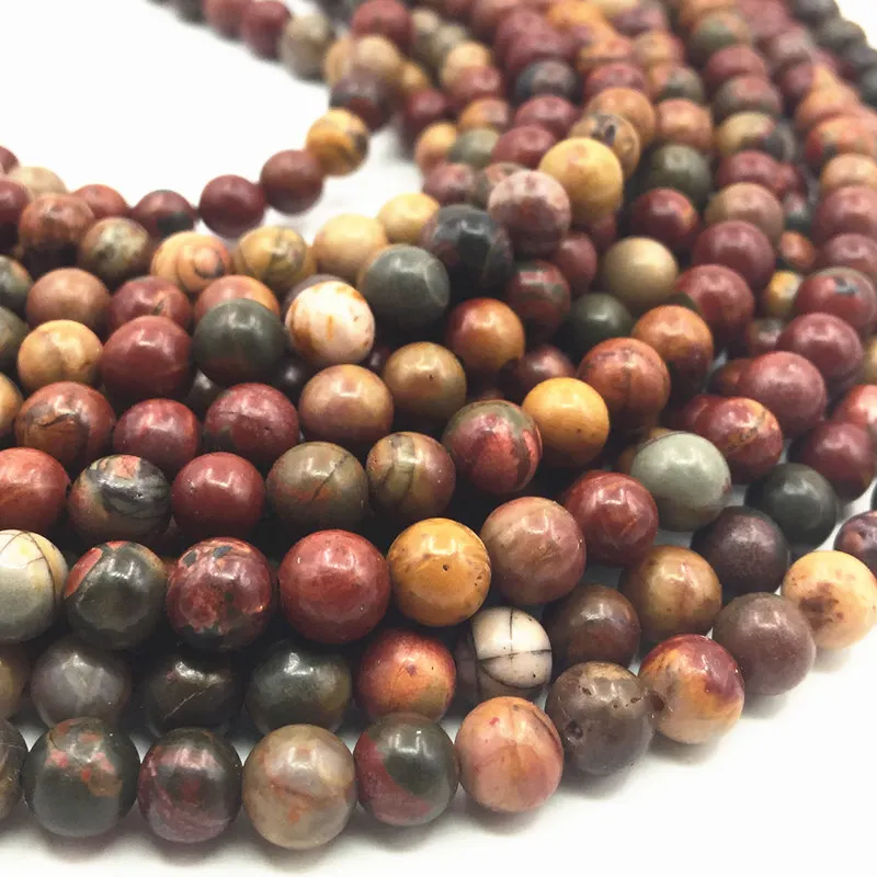 

Wholesale Natural Stone Beads Colorful Picasso Jaspers Round Loose Beads for Jewelry Making 15inch Pick Size 4 6 8 10 12mm A255