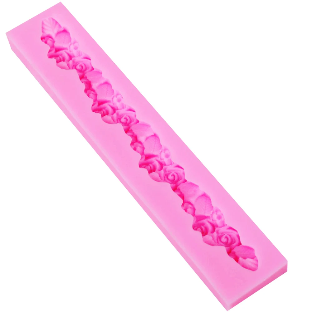 10PCS/SET Rose Flower Cake Border Silicone Mold Wedding Fondant Decorating Tools Gumpaste Chocolate Candy Clay Moulds m709 | Дом и сад