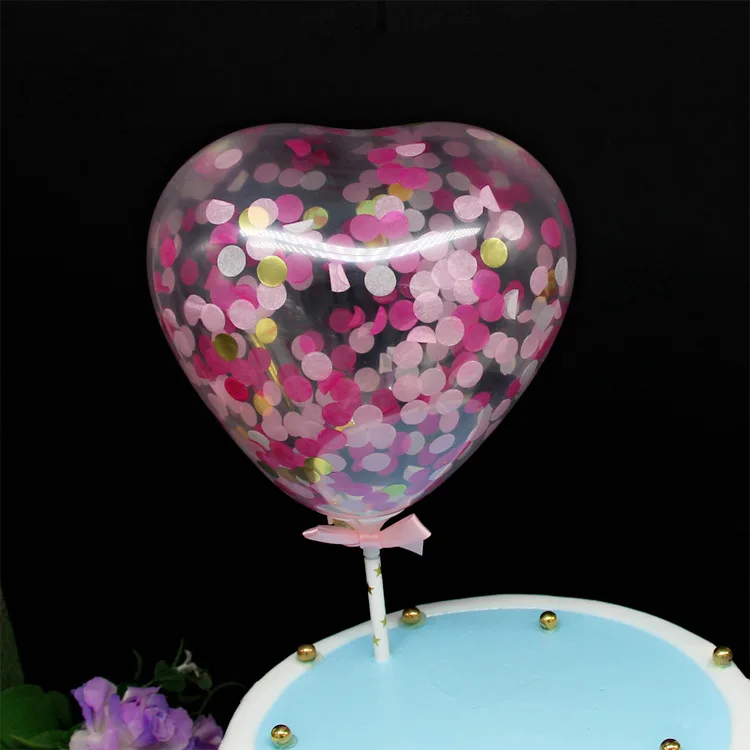 heart pink 5 компл. 5 дюймов прозрачные блестки конфетти Пузырьковые шары с стержнем бантом свадьба день рождения торт Топпер Декор шар - Цвет: heart pink