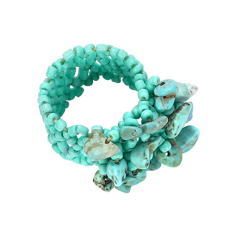 LEADERBEADS Women's Trendy Colorful Resin Stone Rings Summer Beach Party Jewelry Girl's Bohemian Handmade Beads Accessory |