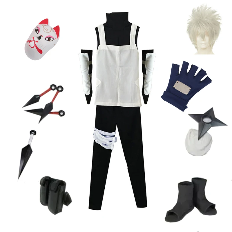 Фото Brdwn унисекс Konoha Anbu Kakashi косплей костюм полный комплект (маска + туфли + кунай + одежда) №1