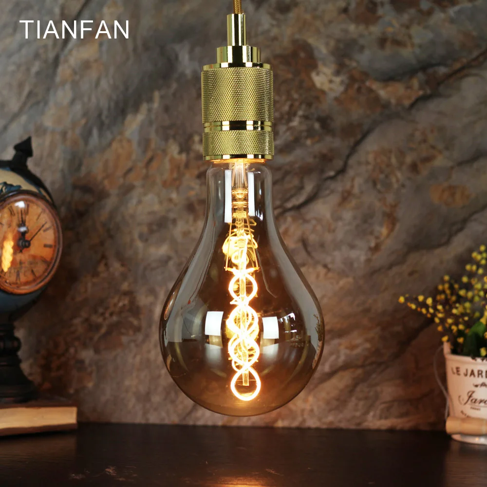 TIANFAN A110 дымчато серая Ретро лампа Эдисона Led E27 220V 4W Затемняющая горючая нить