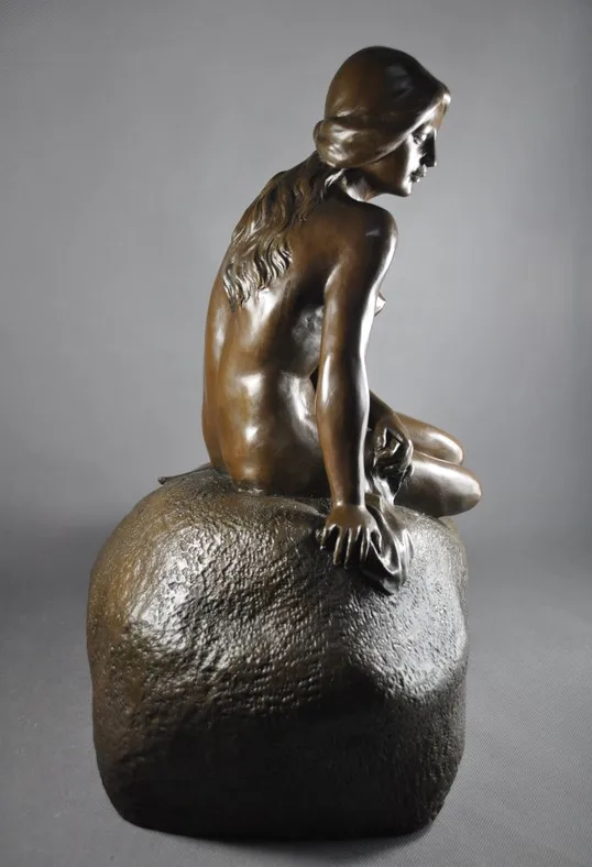 Arts Crafts Copper Hot Antiques Danish Metal Mermaid Art Statue Western World Famous Bronze Sculpture Sexy Nude Belle Girl Figur | Дом и сад