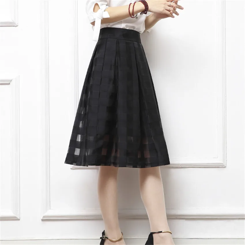 Летние юбки высокого качества 2018 Новая модная женская трапециевидная черно