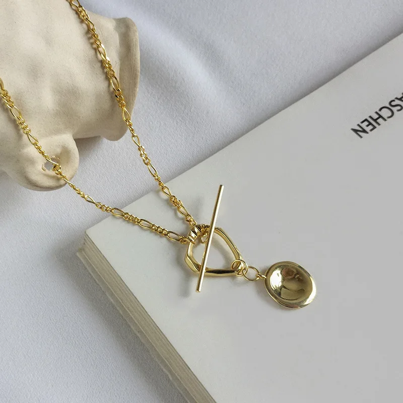 Серебряное ожерелье Silvology 925 пробы с крупными геометрическими элементами Золотое