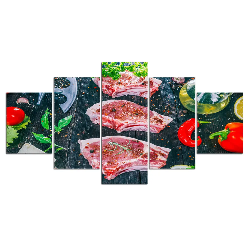 Картины на холсте HD современное настенное искусство 5 шт. еда мясо свинина