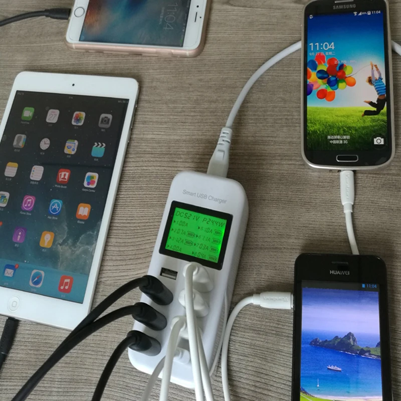 Умное зарядное устройство INGMAYA с 8 USB портами ЖК дисплей быстрая зарядка 3 0