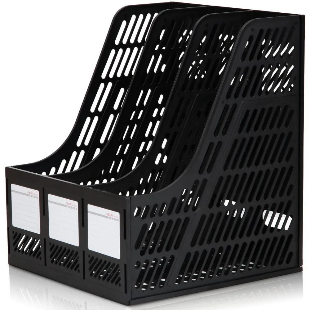 

Deli 9847 document trays file box functional file organizer 3 layers desktop storage file folder with label plastic