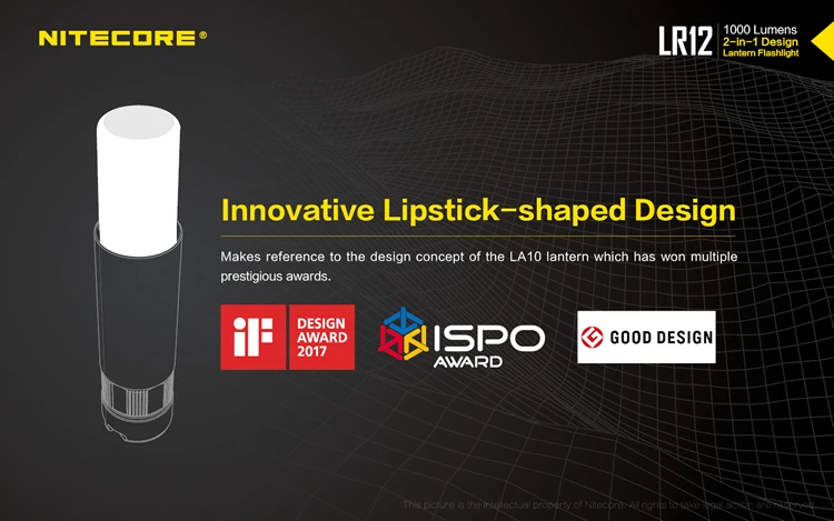 Топ продаж Nitecore LR12 ручной 2в1 фонарь фонарик CREE XP-L HD V6 светодиодный 1000LMs без батареи 18650 уличный походный фонарь