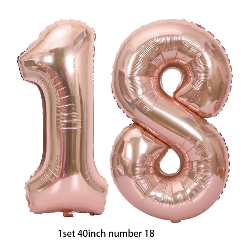 40inch rose gold 18 Воздушные шары для взрослых с днем рождения, 12 дюймов, латексный Гелиевый шар с цифрой 18 20 25 30, розовое золото, украшения для дня рождения, принадлежности - Цвет: 40inch rose gold 18