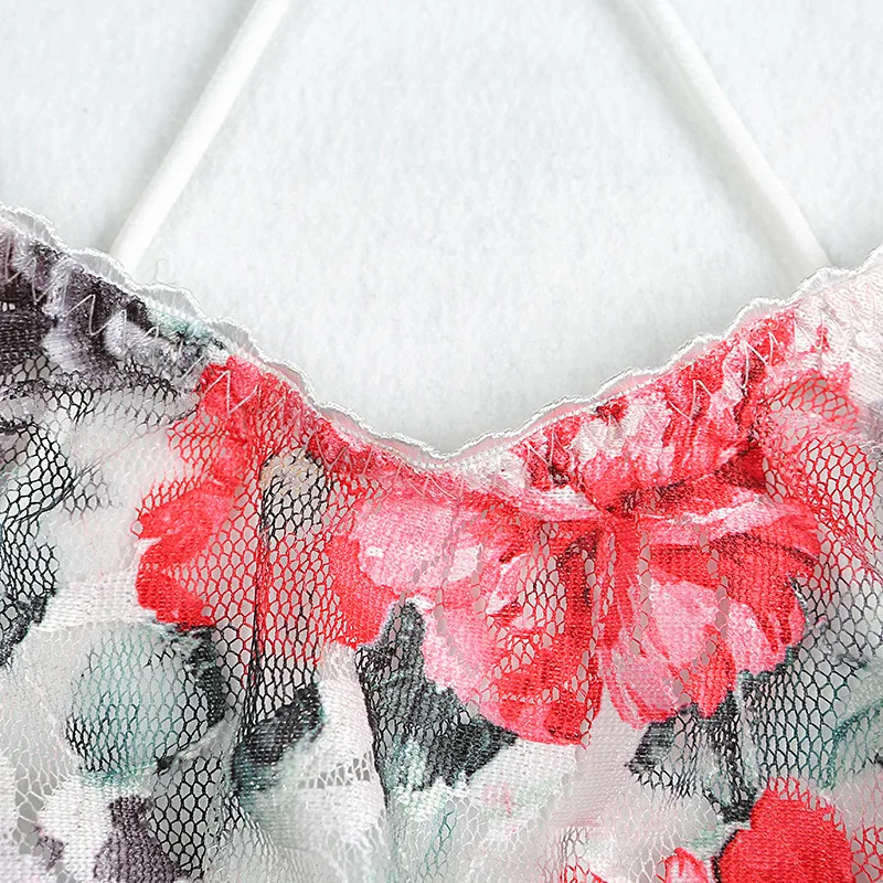 Пикантные Bratette 2018 кружевное платье с цветочным рисунком Printed Crop Top Для женщин