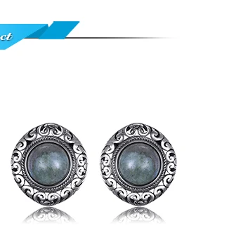 JewelryPalace Винтаж 2.4ct натуральный Лабрадорит резные серьги-гвоздики одноцветное 925 пробы серебро ювелирных украшений для Для женщин Мода