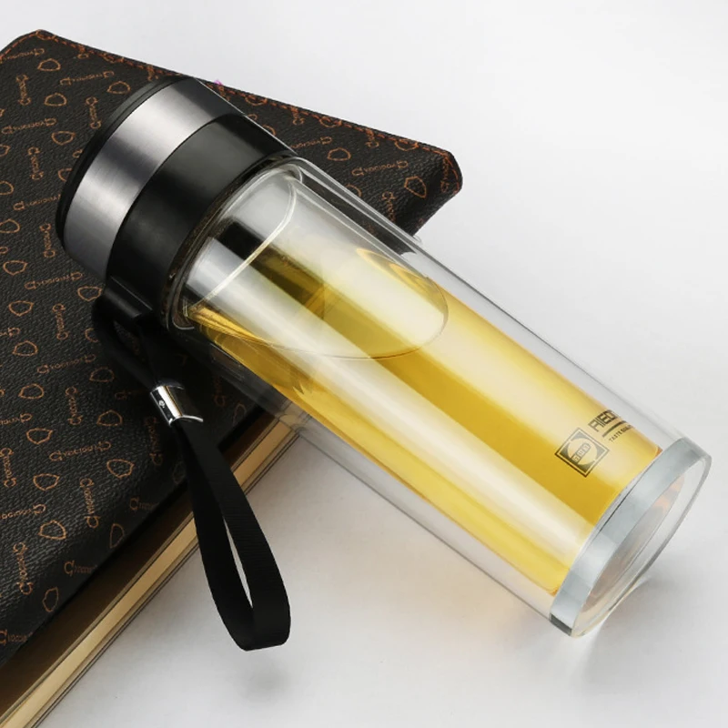 280 мл двойная бутылка для воды автомобильная стеклянная с защитой от ожогов