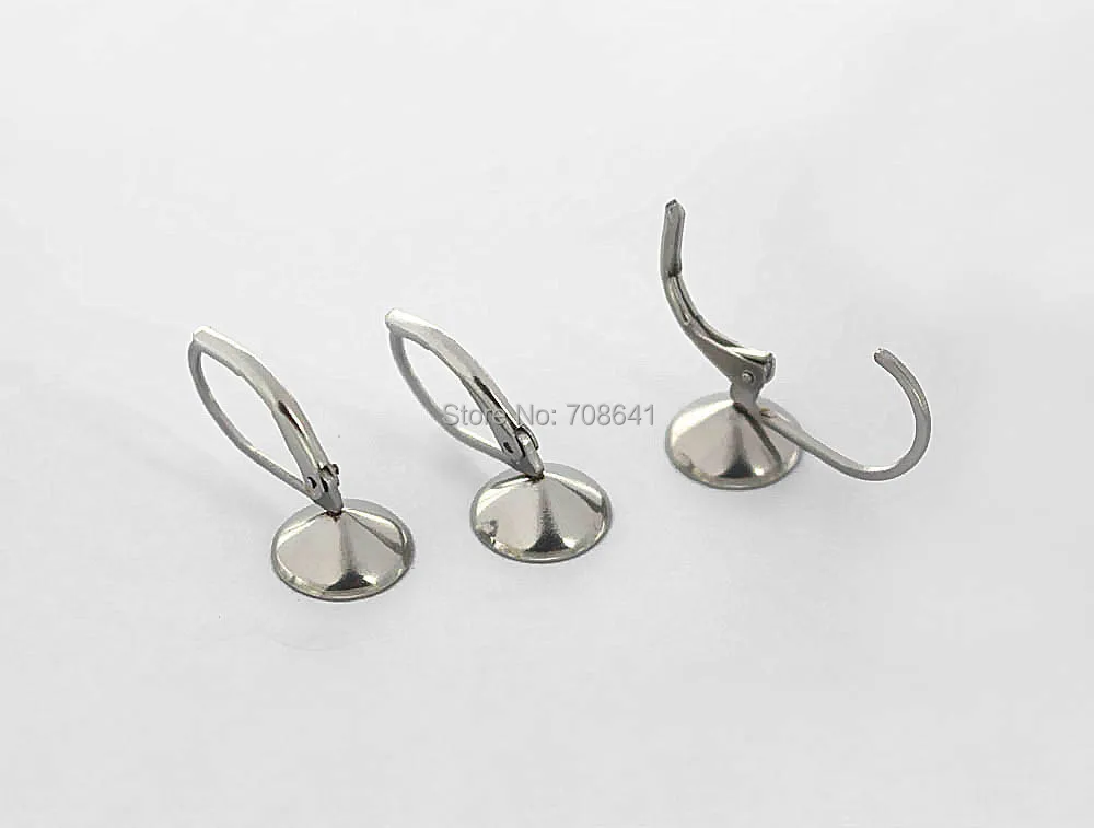 Клипсы из нержавеющей стали набор серег крючков 8 мм круглая рамка камень Rivoli