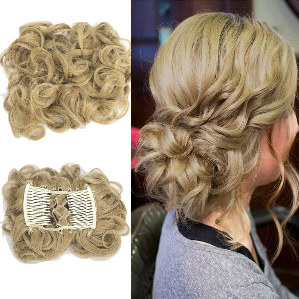 Большой гребень клип в вьющихся волос кусок шиньон Updo свадебное украшение для волос расширение Булочка Аксессуары для укладки