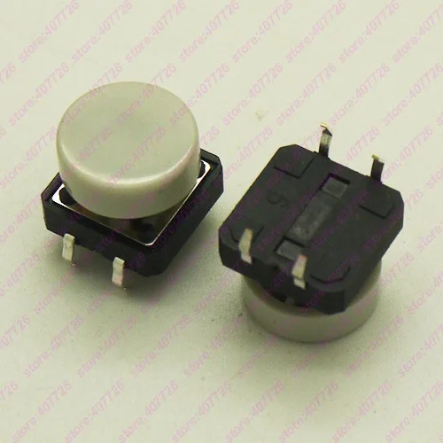 DIP ADD GREY CAP 10 шт. 12X12 мм H = 9,8 мм с круглым колпачком мгновенная тактильная Кнопка 4PIN SMT/DIP тактовый переключатель кнопочный переключатель микроклавишная кнопка - Цвет: DIP ADD GREY CAP