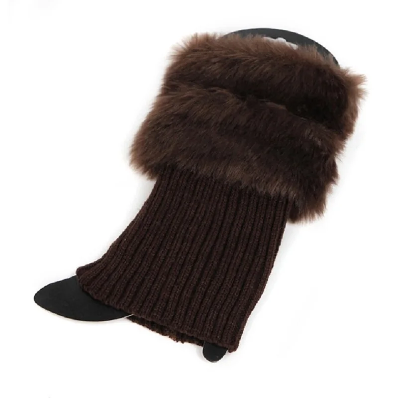 Женские зимние гетры женские вязаные крючком носки с меховой отделкой верхние