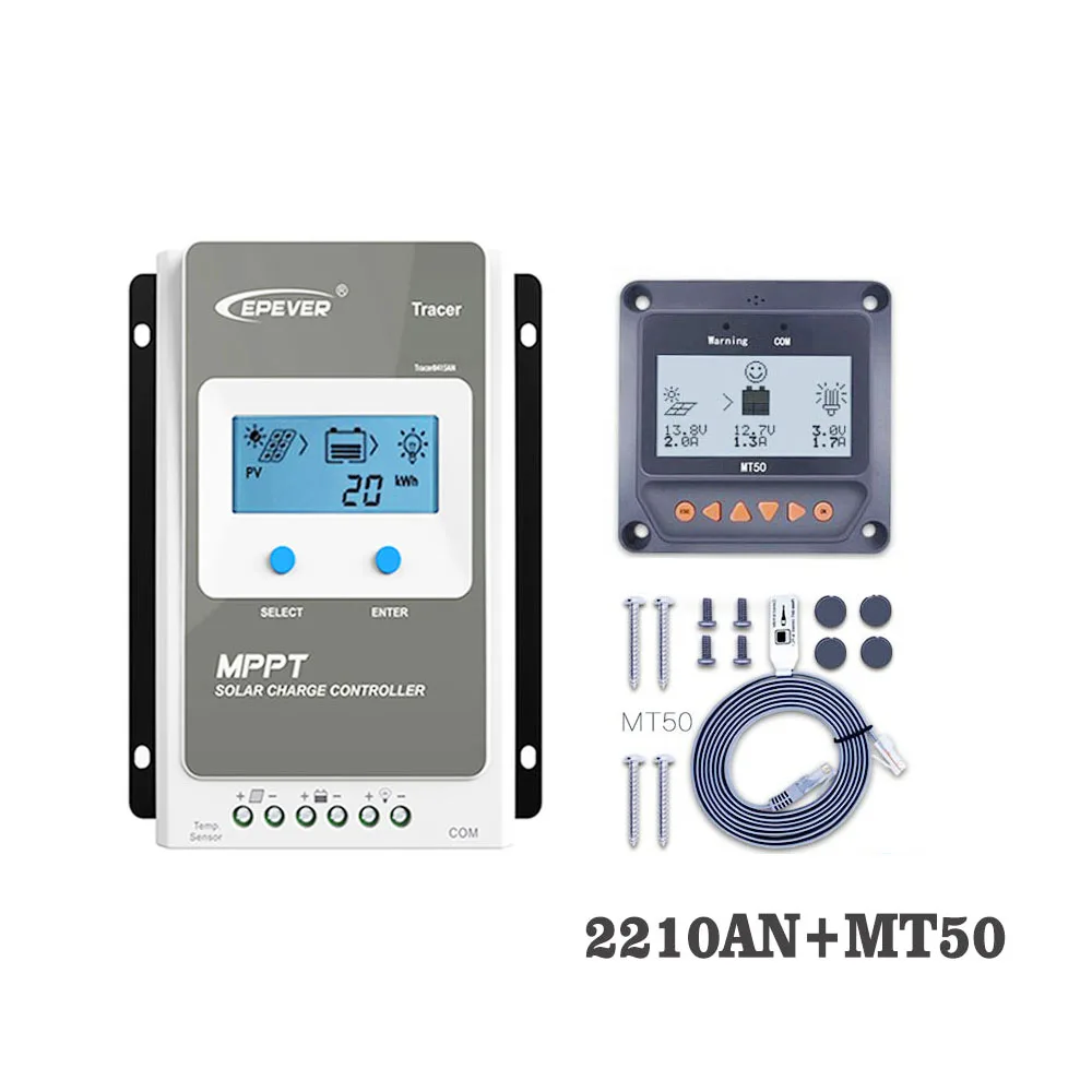 MT50 дистанционный ЖК дисплей 20A Tracer2210AN MPPT Контроллер заряда батареи зарядное