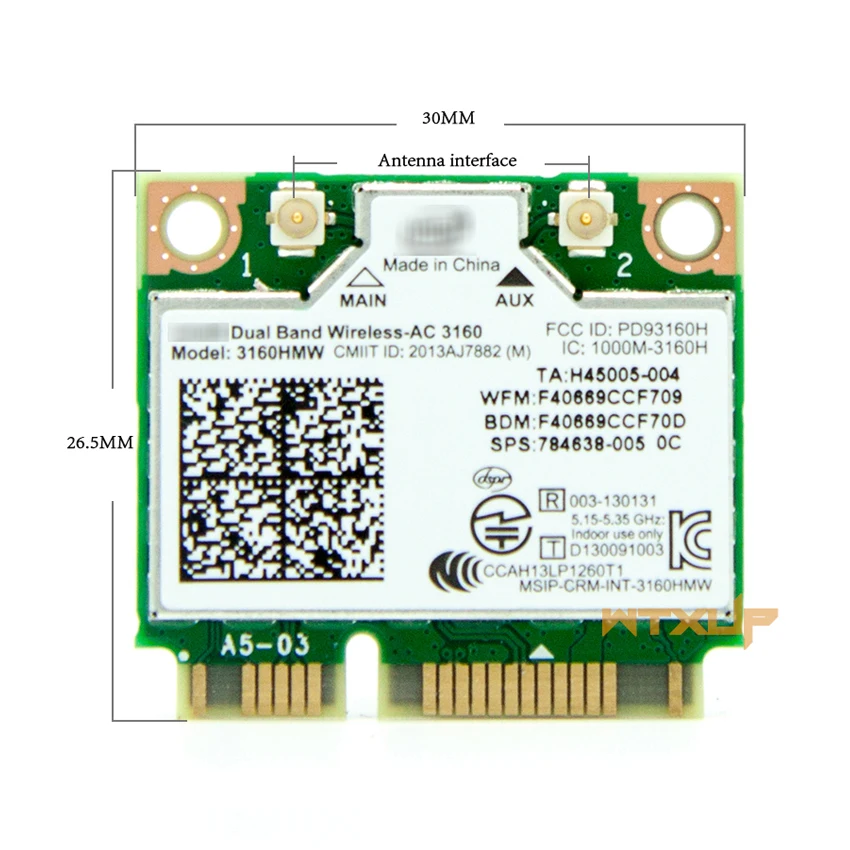 433 Мбит/с 802.11ac мини PCI Express wifi беспроводной адаптер с Bluetooth 4.0HS Wi-Fi карта 3160HMW BT4.0 3160AC Intel vPro/WIDI