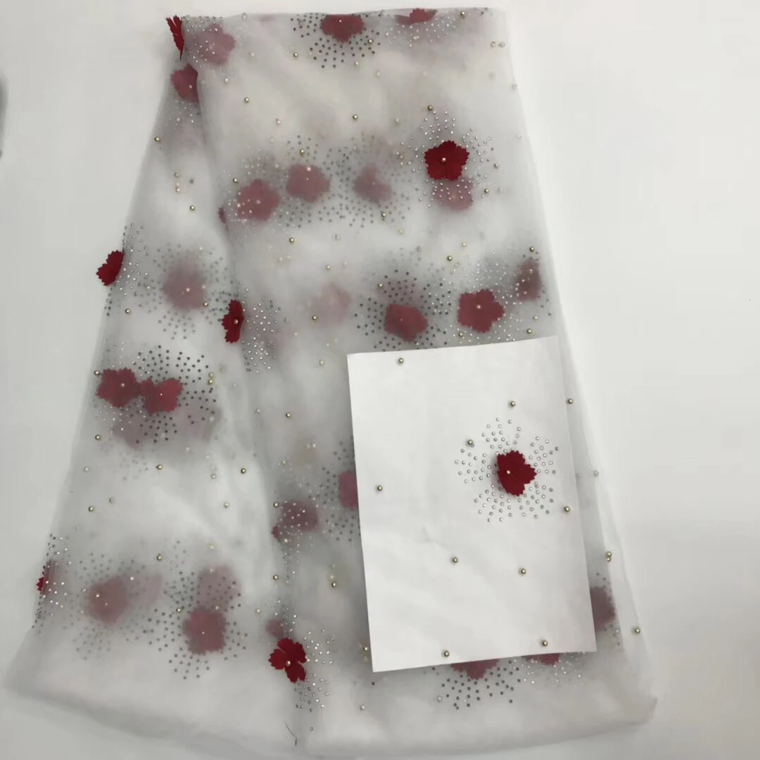 

2018 New French Nigerian Laces Fabric with stones High Quality Tulle African Laces Fabric Wedding African French Tulle Lace R905