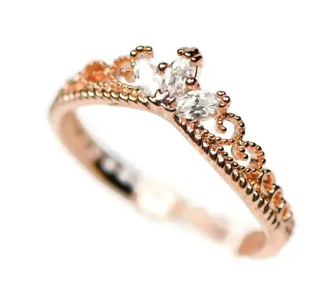 MANGOSKY Rose Gold CZ Dainty Crown Ring free shipping | Украшения и аксессуары