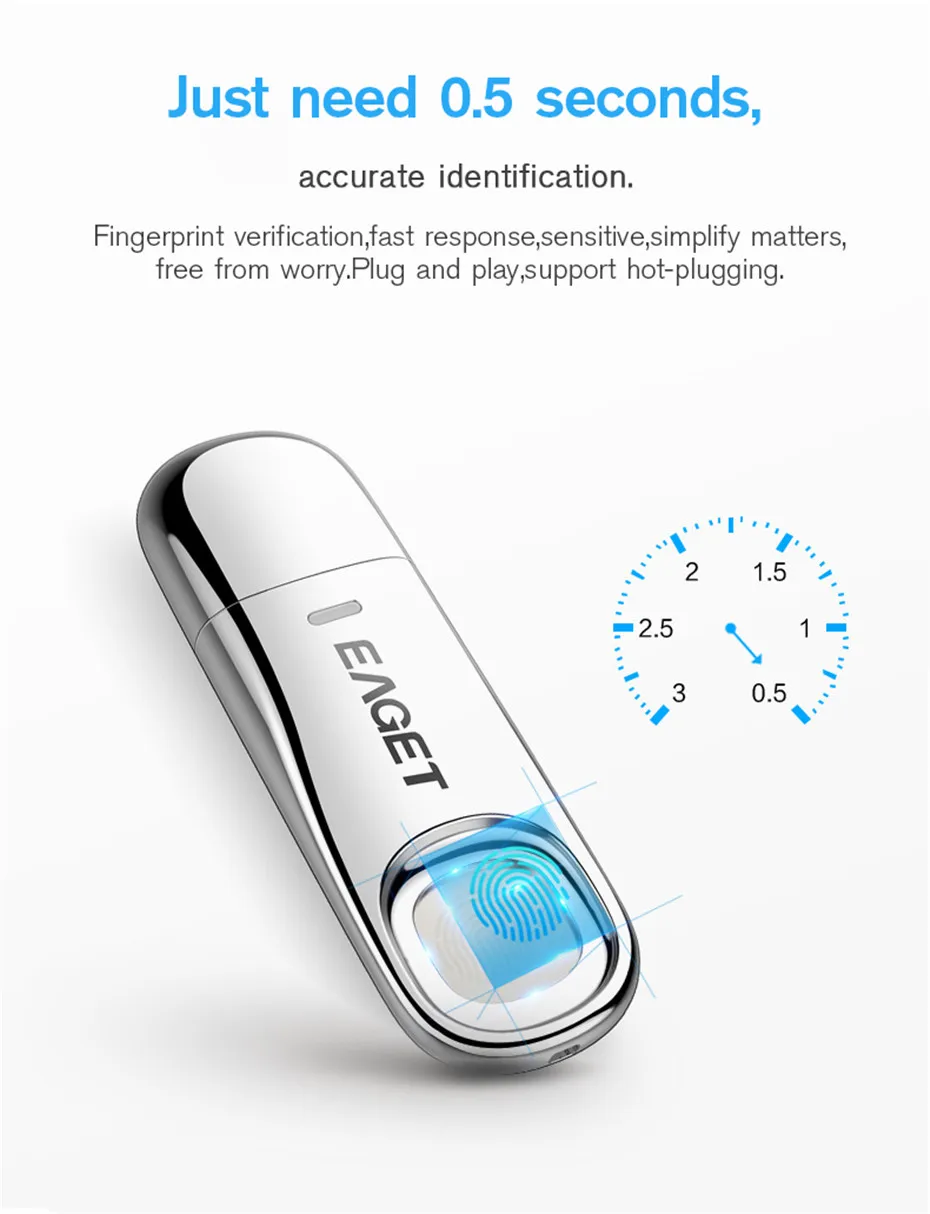 Eaget USB флеш-накопитель 64 ГБ 32 ГБ USB 3,0 флеш-накопитель 64 Гб шифрование отпечатков пальцев металлическая Флешка USB Флешка 32 ГБ флэш-диск для хранения