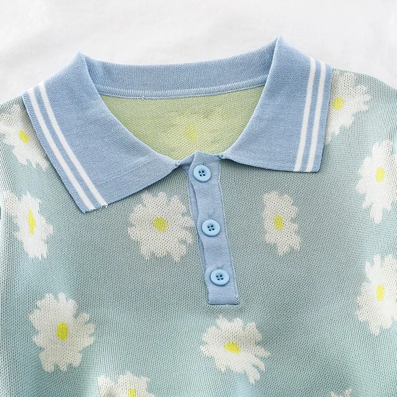 Комплект из двух предметов женский летний вязаный разноцветный цветочный