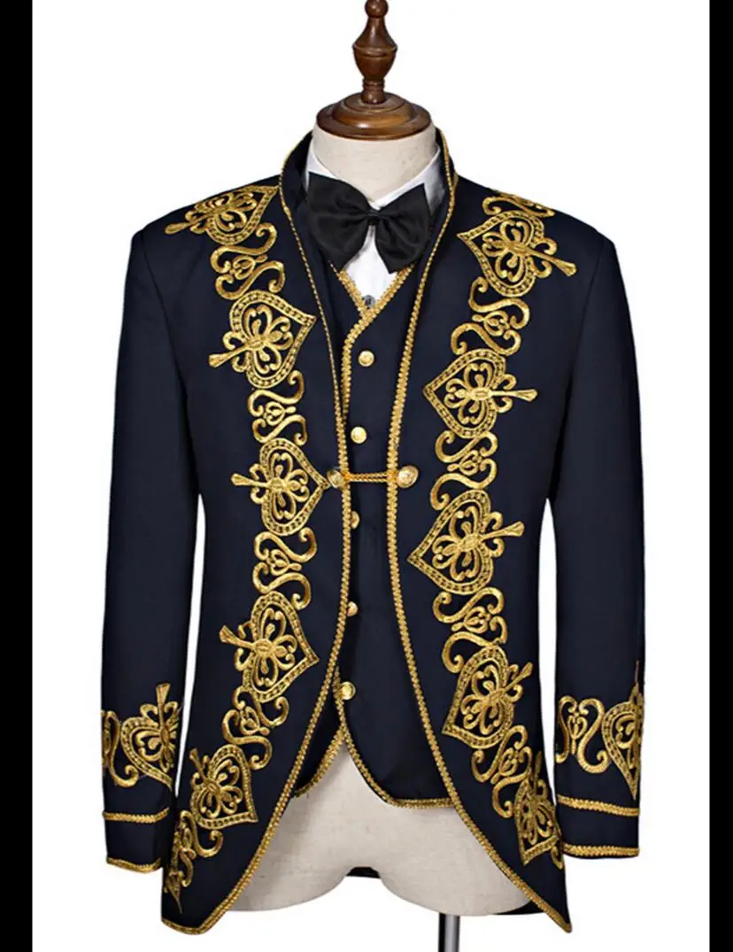 Новинка 2021 модный приталенный деловой костюм одежда вышитые сценические костюмы