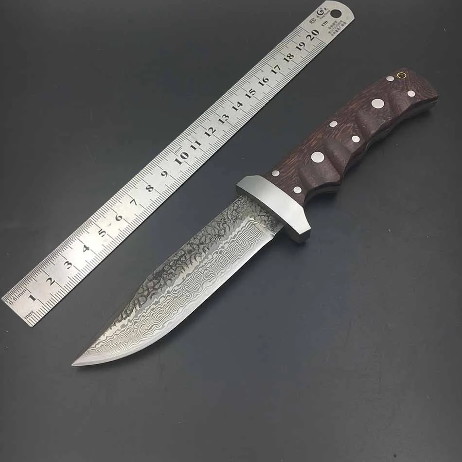 SK004 ручной Кованый прямой нож из дамасской стали твердость 62HRC Открытый Нож для