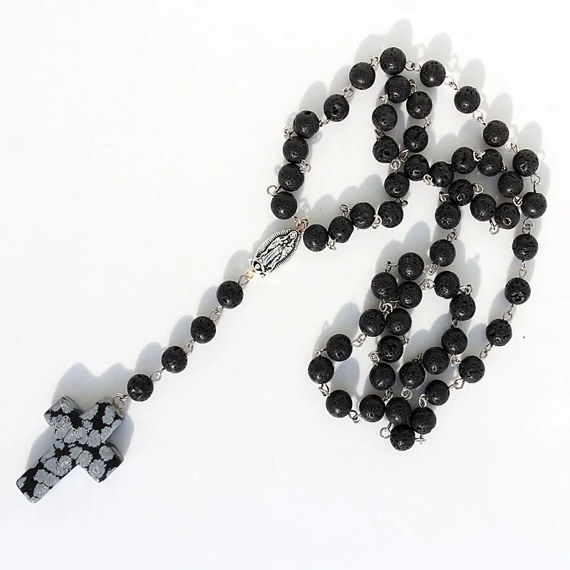 Мужские ювелирные изделия черный буддийский Крест из лавы камня 8 мм|necklace men|cross