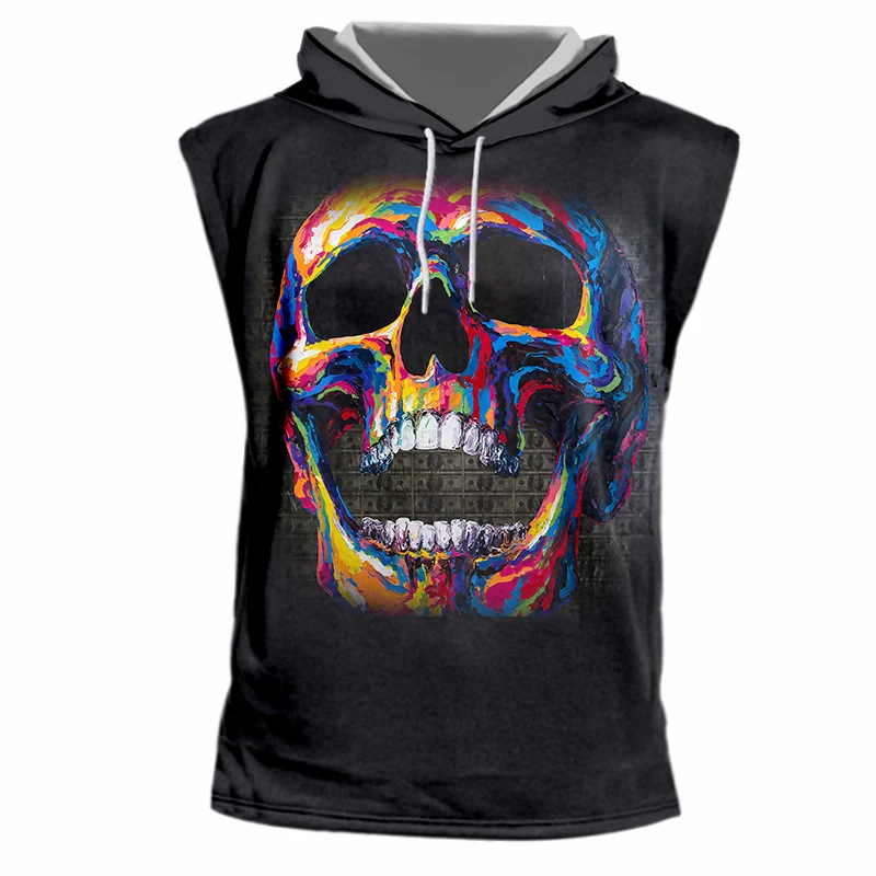Топ женский/мужской с забавным принтом и 3d-капюшоном без рукавов | Мужская одежда
