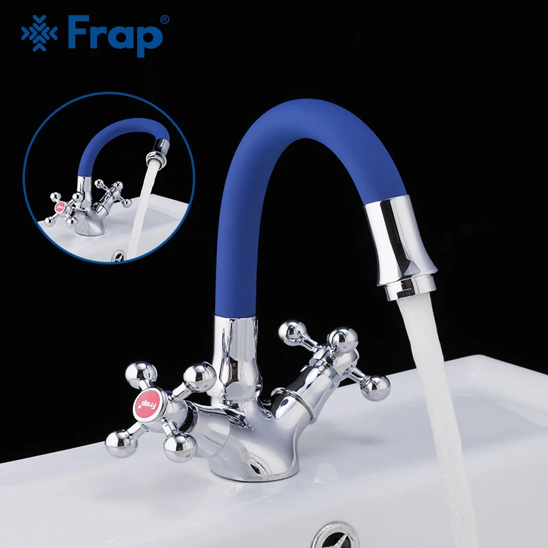 

FRAP Basin Faucet dual Basin sink faucet handle 6 color tap saving water taps mixer faucet cold and hot water tapware