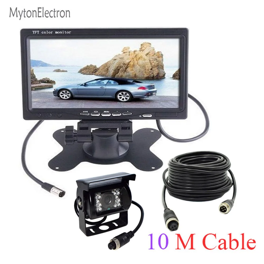 Screen and 10m Cam H 4 контактный ПЗС-автобус фургонов Автомобильная камера заднего вида Камера 12/24V парковки Камера+ пульт дистанционного управления Управление " Цвет TFT монитор 800*480 Экран - Цвет: Screen and 10m Cam H