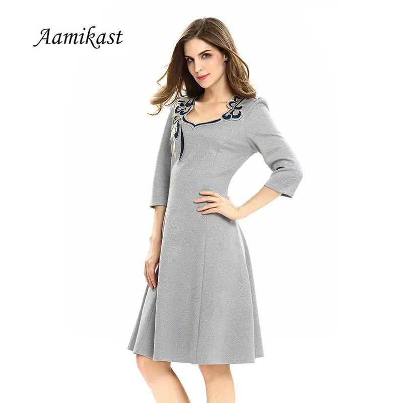 Женское облегающее платье AAMIKAST с аппликацией и цветочной вышивкой рукавом 3/4 |