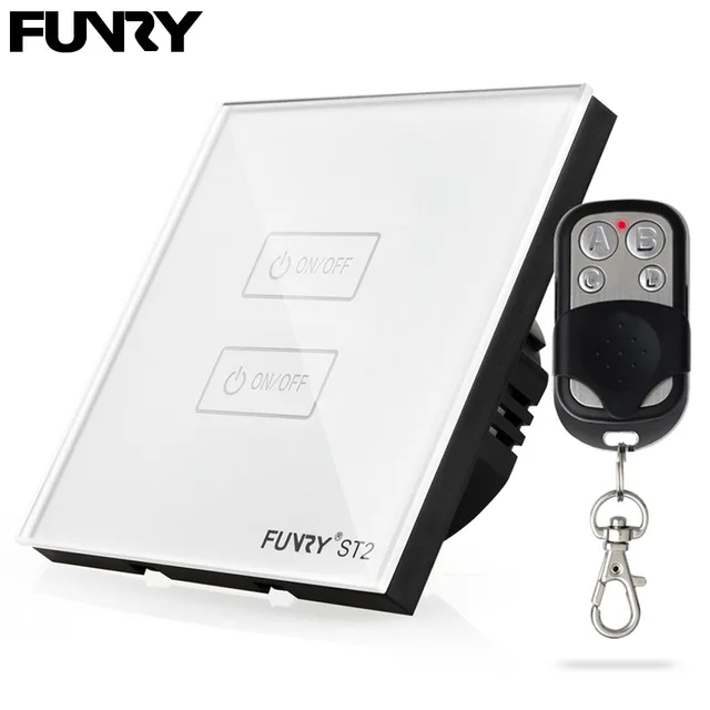 

FUNRY ST2 EU Standard RF 433 Remote Control Switch 2 gang 1 way Smart Home Led Touch Sensor Wall Light Switchs 220V