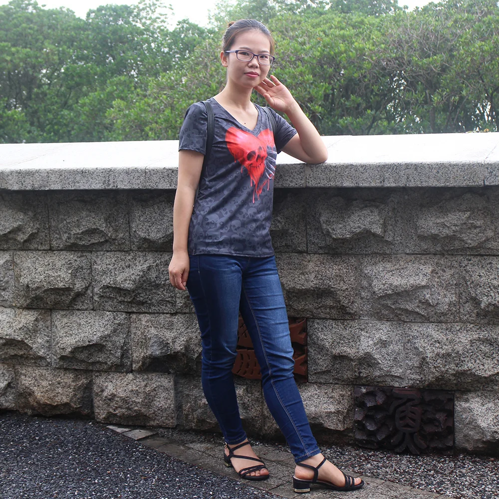 Футболка женская с принтом черепа модная повседневная Облегающая рубашка