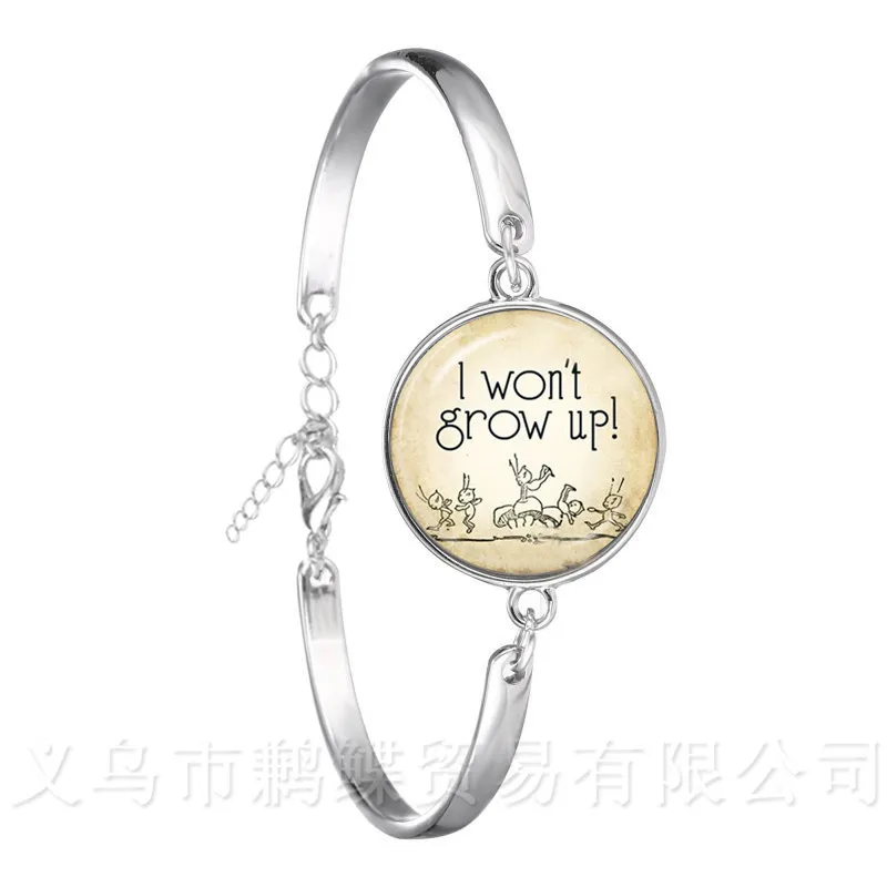 Cartoon Anime Peter Pan Never Grow Up Neverland Bracelet The Lost Boys Girls Silver Plated Bangle Men Women Kids Gifts | Украшения и