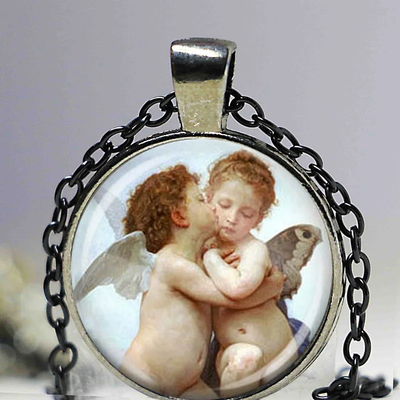 Ожерелье с надписью first kiss cherubs Angeles художественное украшение|angel necklace|cherub angelnecklace