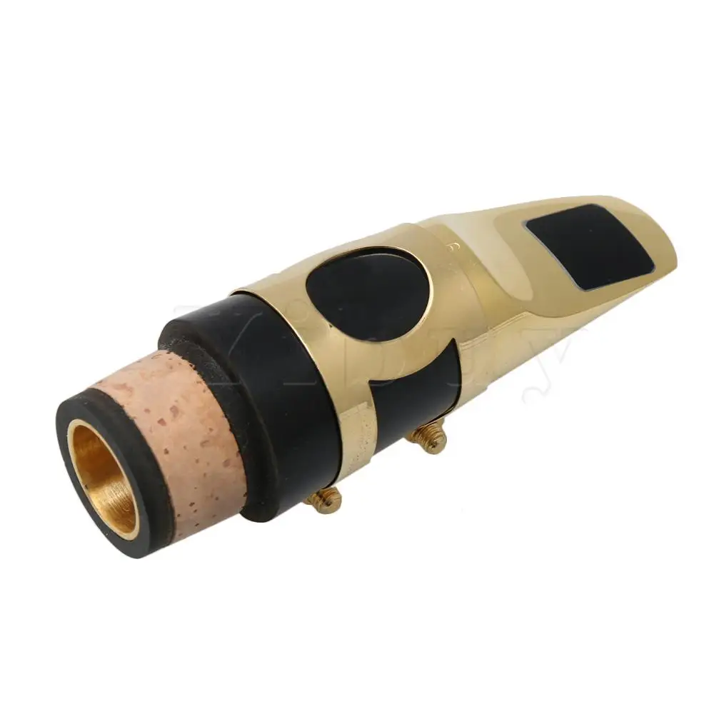 Yibuy золотой черный металлический кларнет мундштук с лигатурой и крышкой 6# комплект
