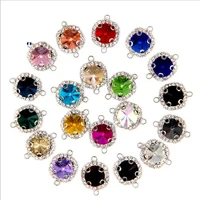 10pcs silver base rhinestone crystal bracelet earrings connector end clasp charm pendant for necklace diy jewelry making z606